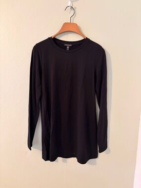 NWOT Eileen Fisher Black Long-Sleeve Crewneck Top